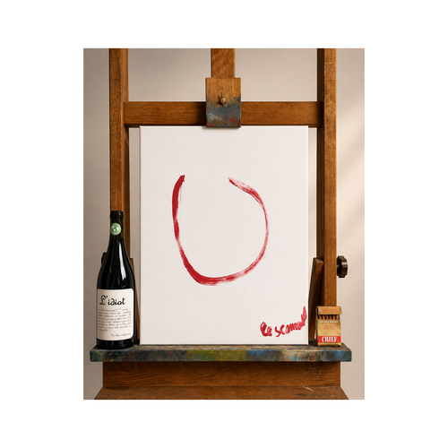 Le Cercle Incomplet — roter Kreis auf Leinwand, Atelier Le Scameur